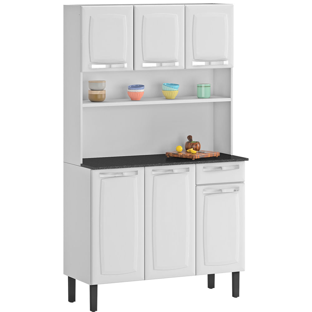 Cozinha Compacta Itatiaia Rose 105cm 6 Portas 1 Gaveta em Aço - Branco