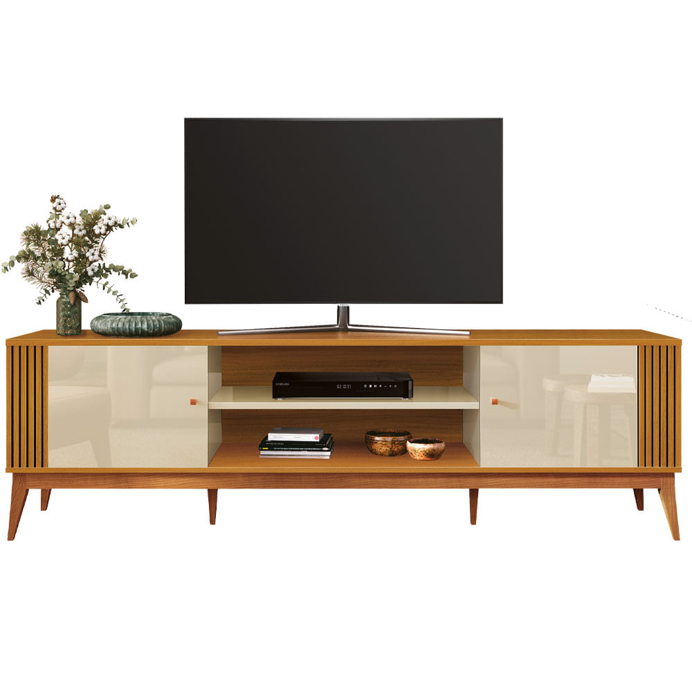 Bancada EDN Legacy para TVs até 75'' - Off White/Cedro