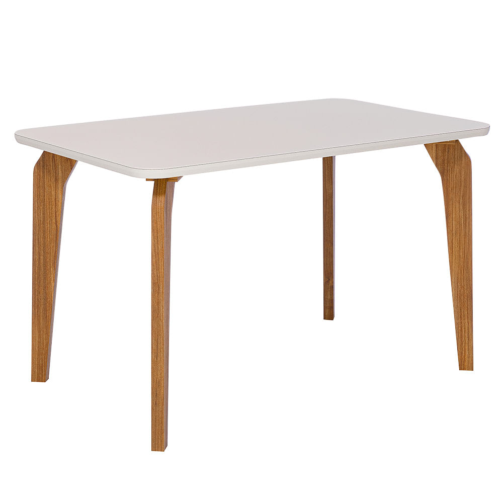 Mesa Cimol Papaia 130x80cm com tampo de Vidro - Madeira/Off White