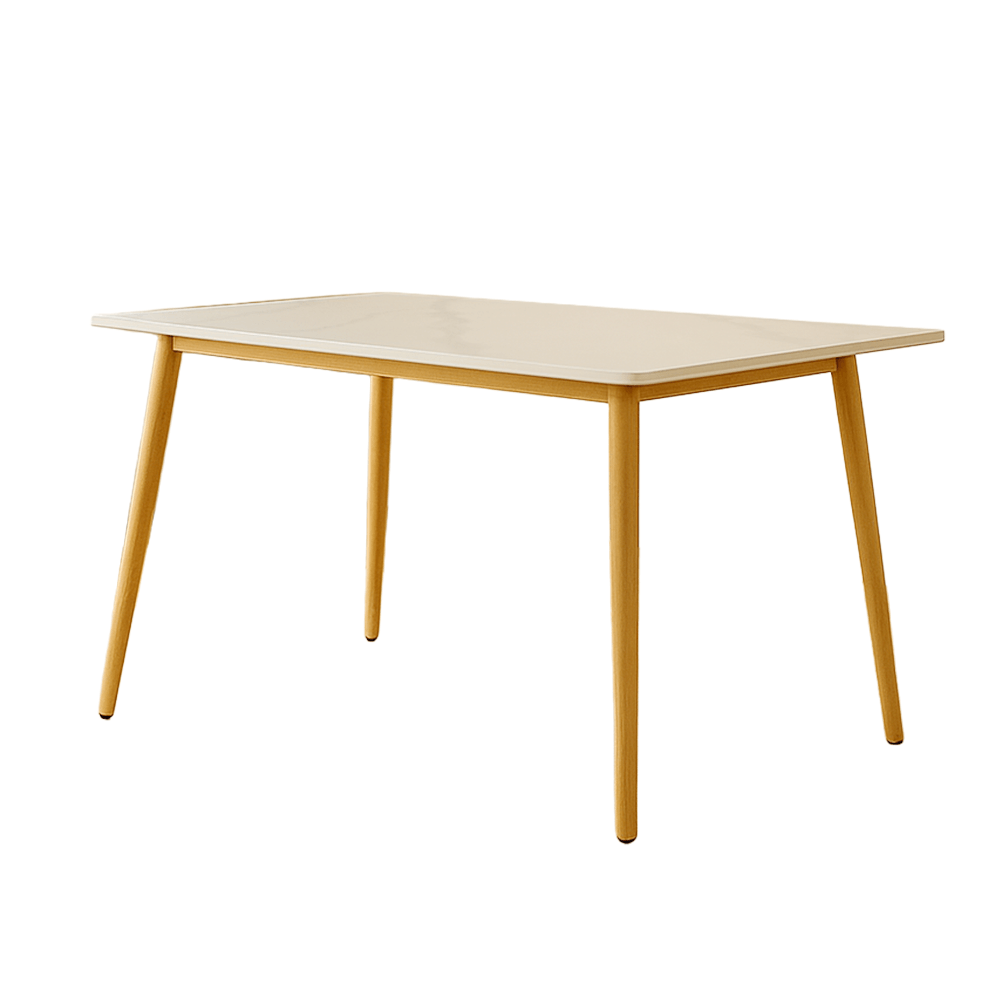 Mesa Diamante Tianjin 120x70cm com Tampo de Pedra - Branco/Marfim