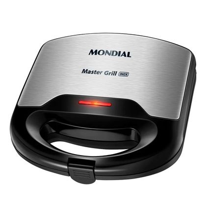 Sanduicheira e Grill Elétrica Mondial Master Grill S-20 750w Antiaderente Preto/Inox - 220V