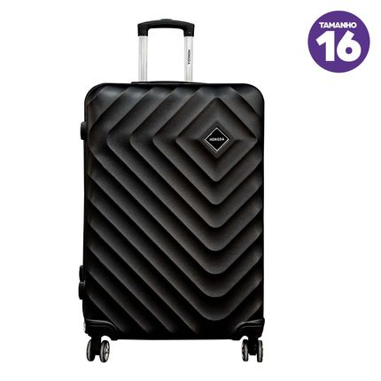 Mala para Viagem Hongda com 4 Rodas Duplas Tamanho 16 - Preta