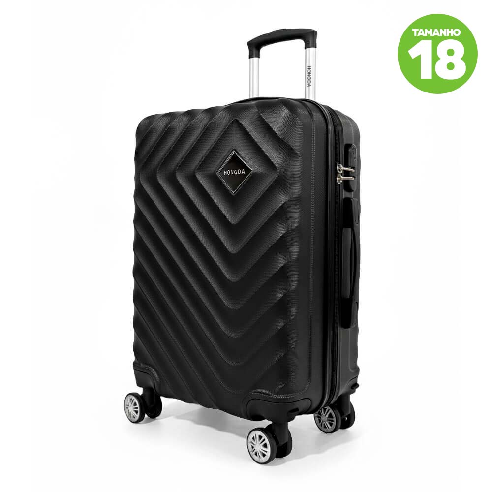 Mala para Viagem Hongda com 4 Rodas Duplas Tamanho 18 - Preta