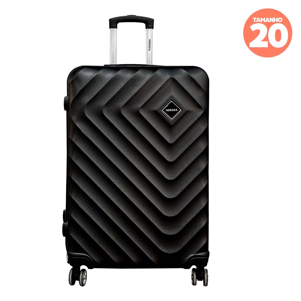 Mala para Viagem Hongda com 4 Rodas Duplas Tamanho 20 - Preta