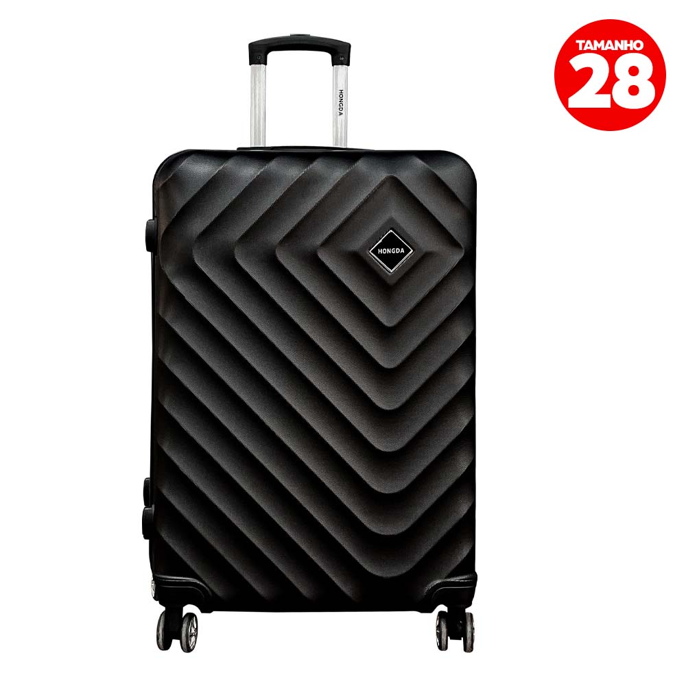 Mala para Viagem Hongda com 4 Rodas Duplas Tamanho 28 - Preta