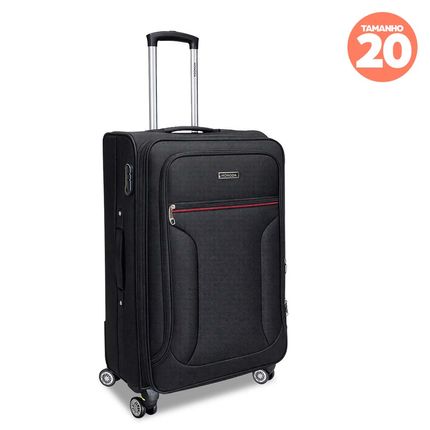 Mala para viagem Hongda Poliéster com 04 rodas duplas tamanho 20 - Preta Mala para viagem Hongda Poliéster com 04 rodas duplas tamanho 20 - Preta