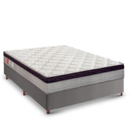 Colchão Reconflex Gold Flex Plus + Box Casal Tozatto Uni Naturale 138cm - Rústico Cinza Colchão Reconflex Gold Flex Plus + Box Casal Tozatto Uni Naturale 138cm - Rústico Cinza