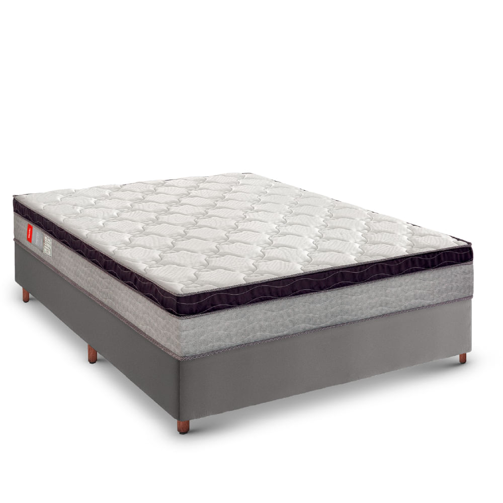 Colchão Ortopédico D28 Reconflex Gold Flex Plus + Box Casal Tozatto Uni Naturale 138cm - Rústico Cinza