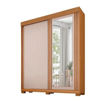 Guarda Roupa Benetil Mônaco 2 Portas com Espelho - Cinamomo/Off White