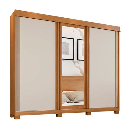 Guarda Roupa Benetil Siena 3 Portas com Espelho - Cinamomo/Off White Guarda Roupa Benetil Siena 3 Portas com Espelho - Cinamomo/Off White
