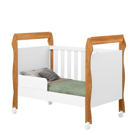 Berço Minicama Tigus Fly 3 em 1 - Branco/Amadeirado