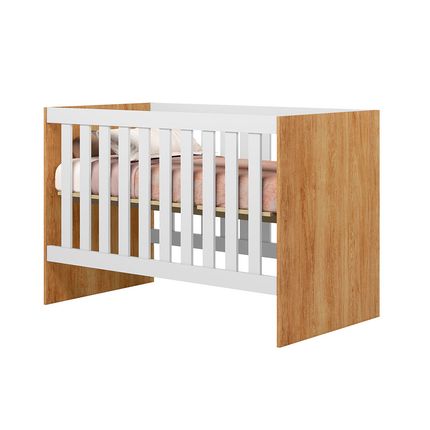 Berço e Mini Cama Tigus Soft - Amadeirado/Branco Berço e Mini Cama Tigus Soft - Amadeirado/Branco