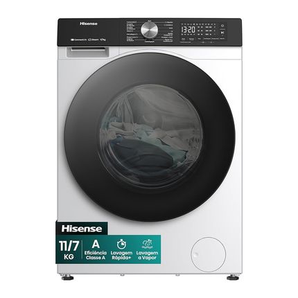 Máquina de Lavar Hisense Lava e Seca 11Kg Automática Branca - 127V