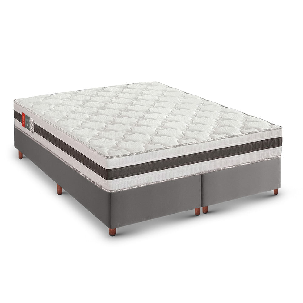 Colchão King Reconflex Max Saúde Premium Selado D45 192cm + Box Tozatto Uni Cinza
