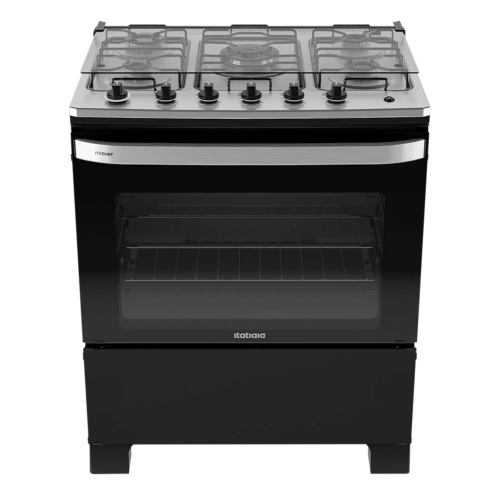 Fogão Itatiaia Itachef 5 Bocas com Mesa de Inox Automático - Preto