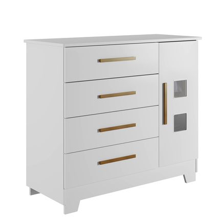 Cômoda Tigus Fly com 4 Gavetas e 1 Porta - Branco