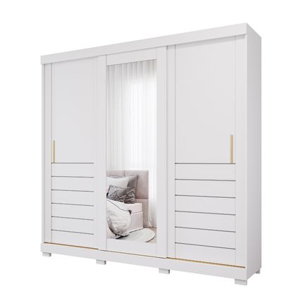 Guarda Roupa Panan Cecília 3 Portas com Espelho - Branco