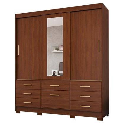 Guarda Roupa Panan Luiza 3 Portas com Espelho - Jequitibá