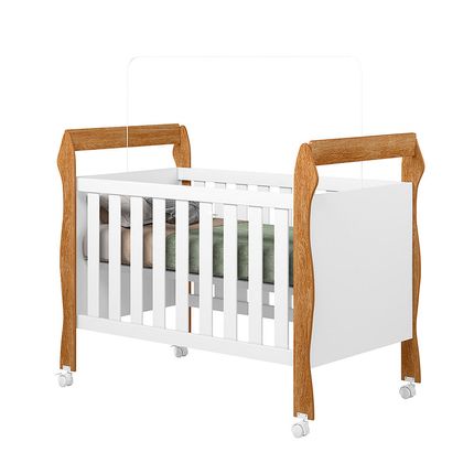 Berço Minicama Tigus Fly 3 em 1 - Branco/Amadeirado