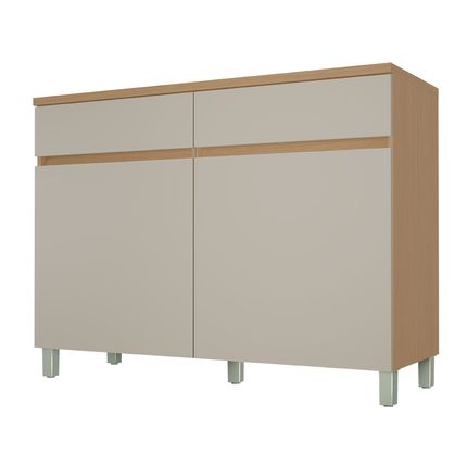 Balcão Nesher Realeza Premium 120cm com 2 Portas e 2 Gavetas - Carvalho/Greige