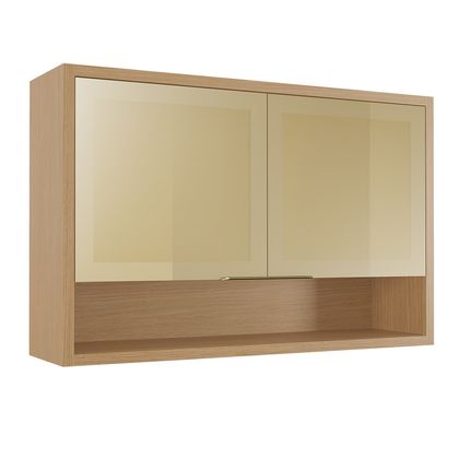 Armário Aéreo Nesher Condessa 120cm 2 Portas Vidro Reflecta - Carvalho