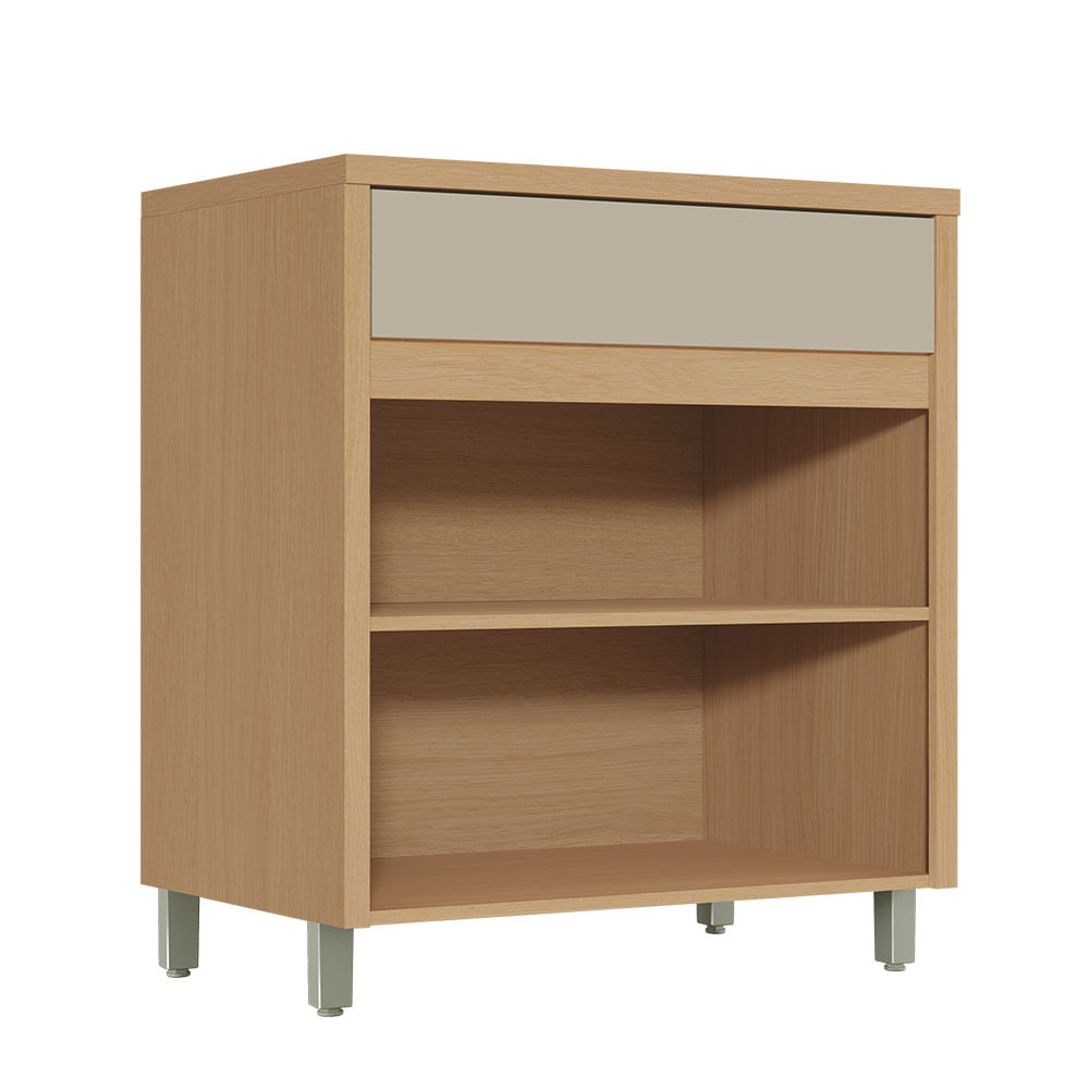 Balcão Nesher Condessa 80cm 02 Portas 1 Gaveta com Tampo MDF - Carvalho/Greige