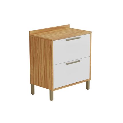 Balcão Ronipa Syrah 80cm 1 Porta com Tampo MDF - Amêndoa/Branco