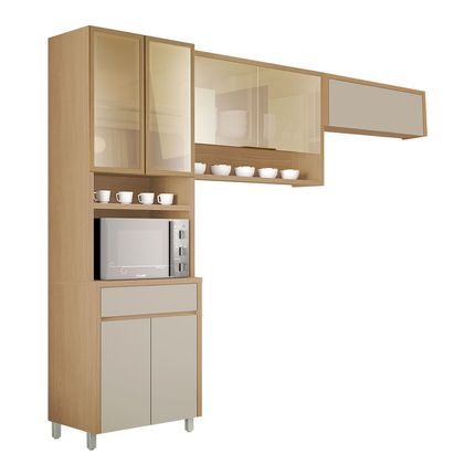 Cozinha modulada Nesher Condessa 3 peças - Carvalho/Greige
