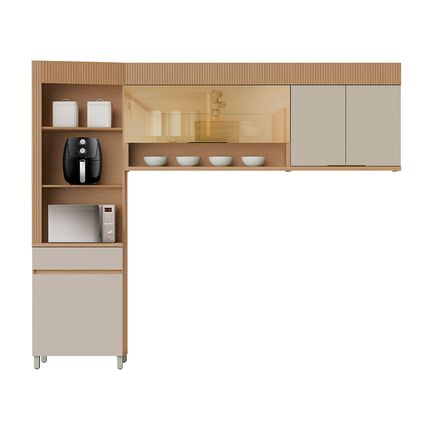 Cozinha modulada Nesher Realeza Premium 3 peças - Carvalho/Greige