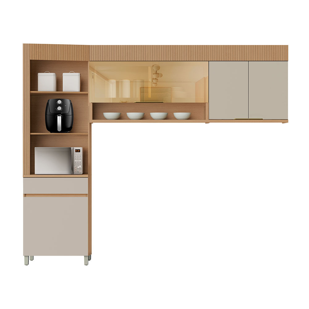Cozinha modulada Nesher Realeza Premium 3 peças - Carvalho/Greige