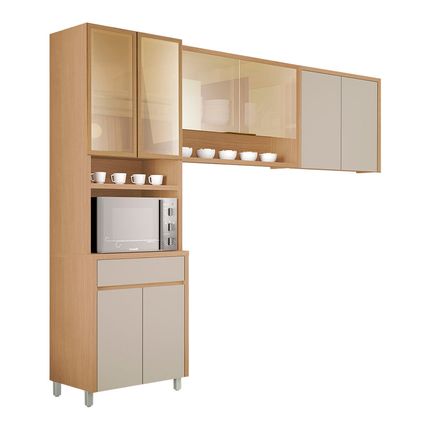 Cozinha modulada Nesher Condessa 3 peças - Carvalho/Greige