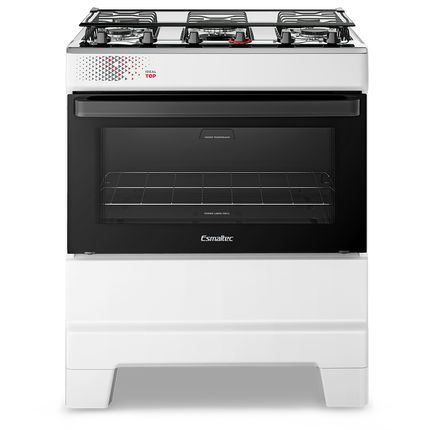 Fogão Esmaltec Ideal Top 5 bocas com Mesa de Inox Branco Bivolt