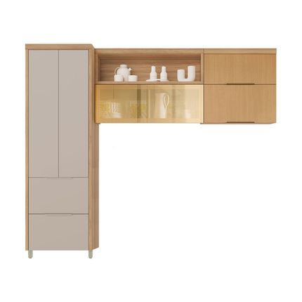 Cozinha modulada Nesher Marquesa 3 peças - Carvalho/Greige