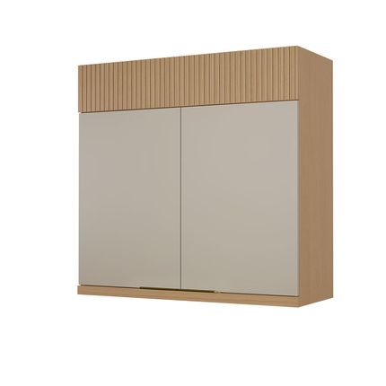 Armário Aéreo Nesher Realeza Premium 80cm 2 Portas - Carvalho/Greige