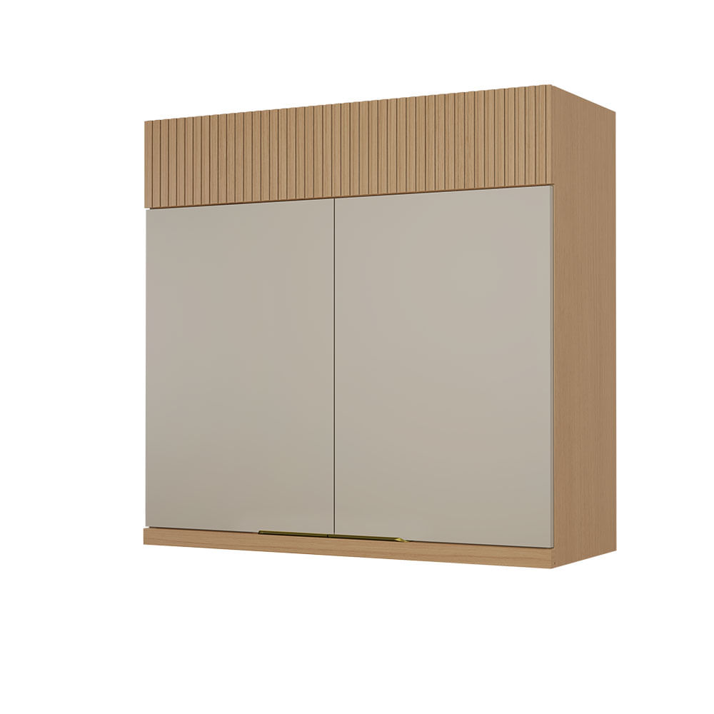 Armário Aéreo Nesher Realeza Premium 80cm 2 Portas - Carvalho/Greige