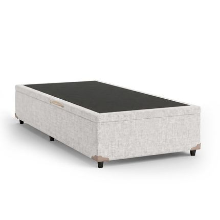 Base Box Baú Solteiro 88cm BEQAA Tecido Linho com Pistão a gás - Bege