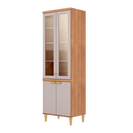 Paneleiro Cristaleira MGM Elena 70cm 04 Portas - Cinamomo/Off White