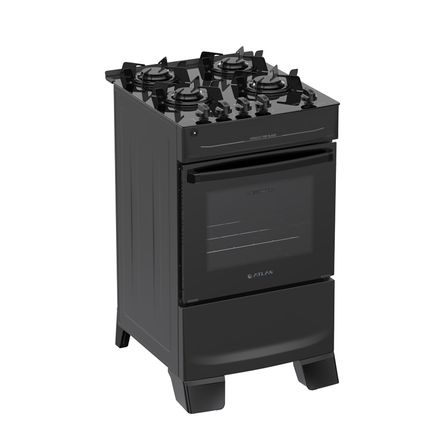 Fogão Atlas Mônaco Top Glass 4 bocas com Mesa de Vidro e Acendimento automático - Preto