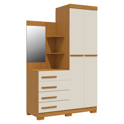 Guarda Roupa ACP Melissa 2 Portas e 4 Gavetas com Espelho - Cinamomo/Off White