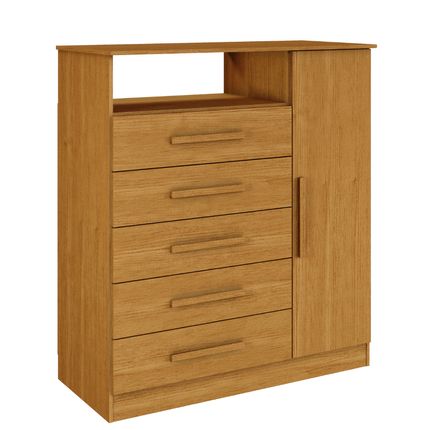 Cômoda ACP Madri com 5 Gavetas e Sapateira Lateral - Cinamomo