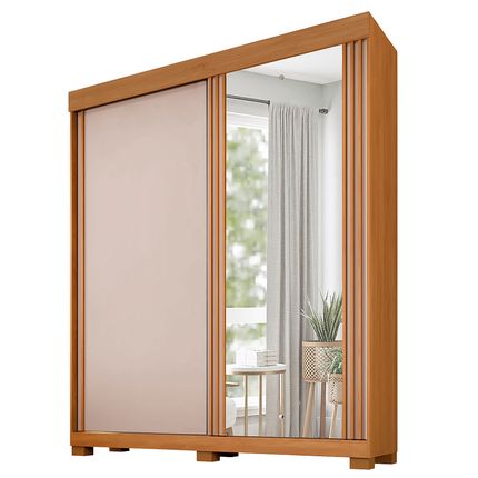 Guarda Roupa Benetil Mônaco 2 Portas com Espelho - Cinamomo/Off White