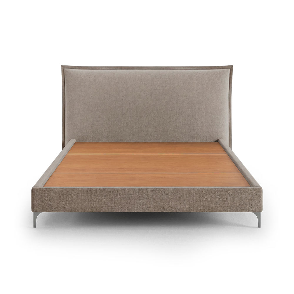 Cama de Casal Flora 140cm Tecido Linho - Marrom