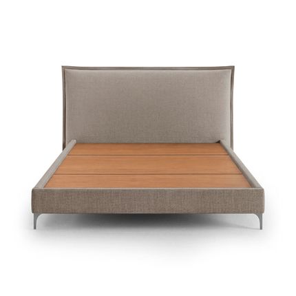 Cama de Casal Flora Queen 160cm Tecido Linho - Marrom