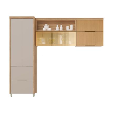 Cozinha modulada Nesher Marquesa 3 peças - Carvalho/Greige