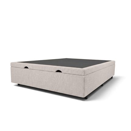 Base Box Baú Casal 138cm BEQAA Tecido Linho com Pistão a gás - Bege