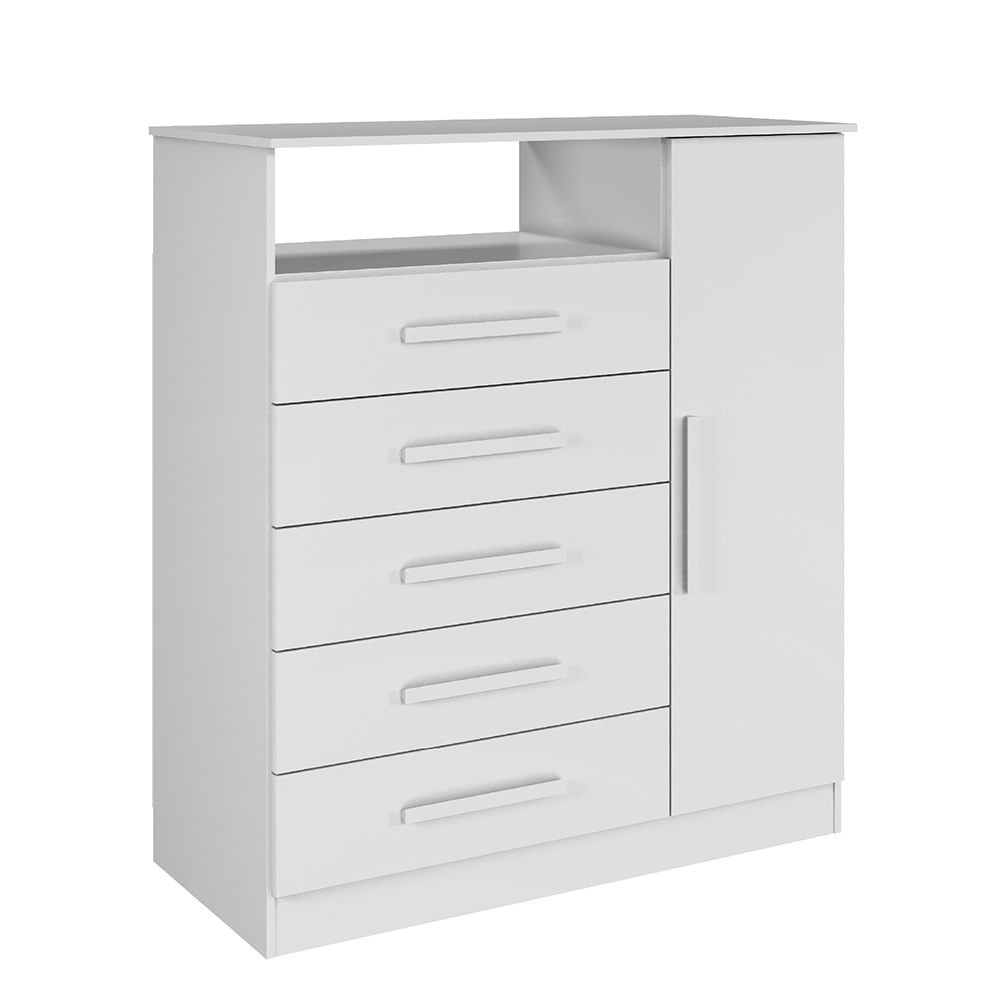 Cômoda ACP Madri com 5 Gavetas e Sapateira - Branco
