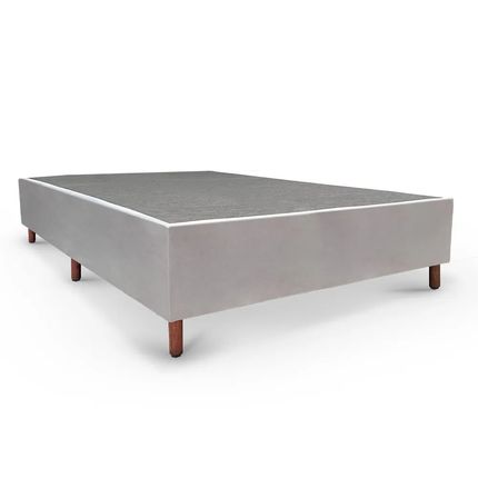 Base Box Casal Tozatto Uni Naturale 138x188x26cm Tecido Rústico/Cinza