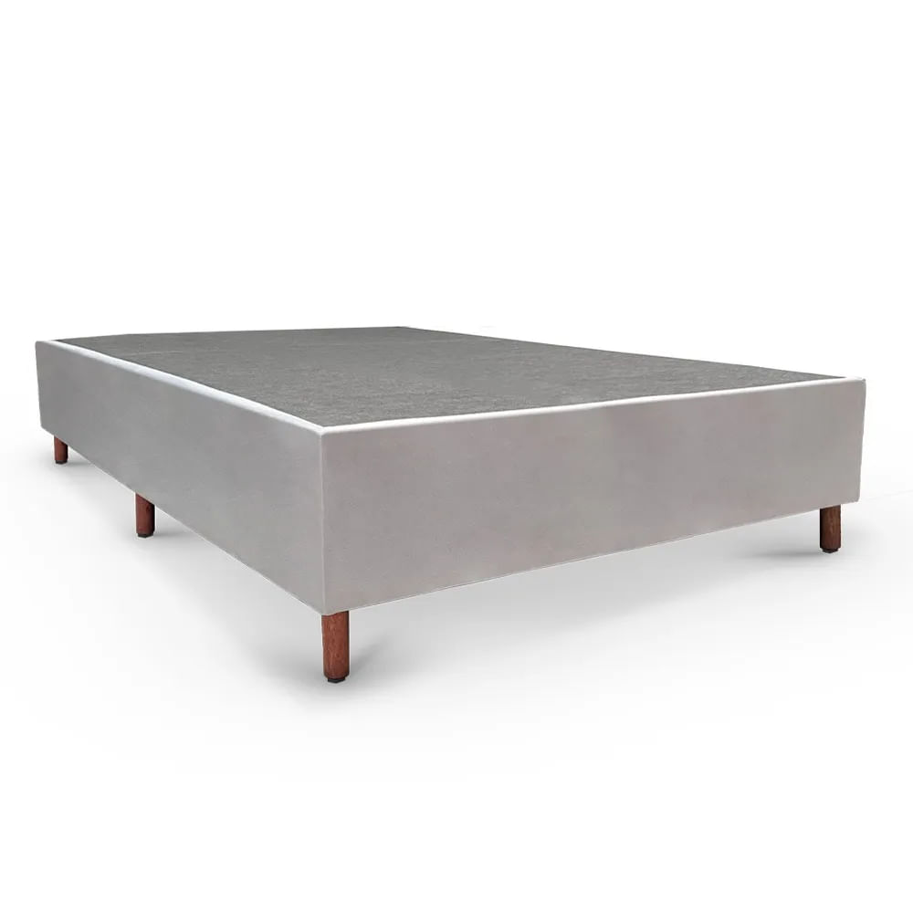 Base Box Casal Tozatto Uni Naturale 138x188x26cm Tecido Rústico/Cinza