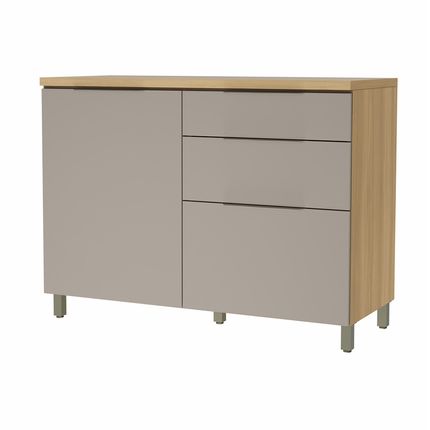 Balcão Nesher Marquesa 120cm com 1 Porta e 3 Gavetas - Nature/Greige