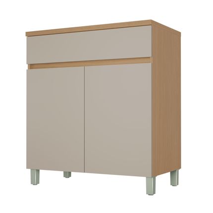 Balcão Nesher Realeza Premium 80cm com 2 Portas e 1 Gaveta - Carvalho/Greige